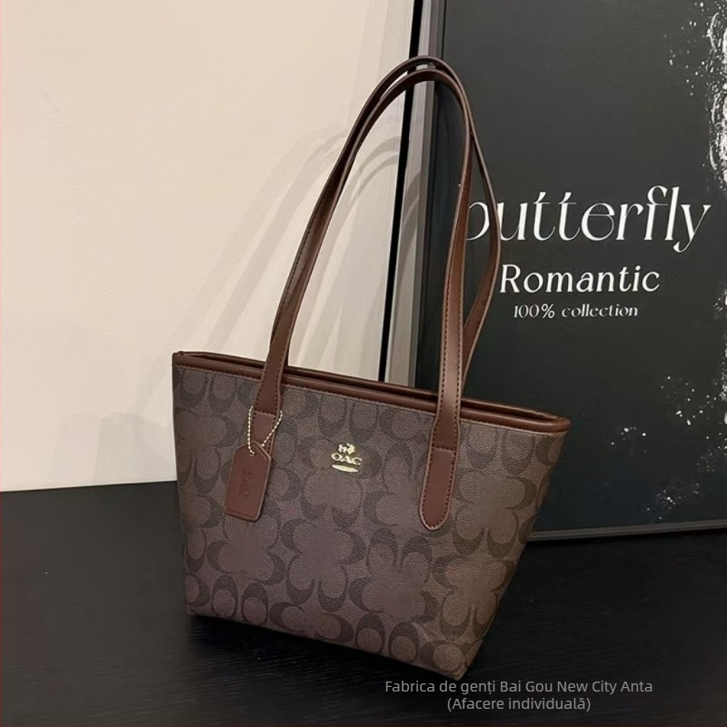 Geantă de damă PU tote, stil urban, închidere cu fermoar, buzunar patch interior, compartimente pentru telefon și documente, căptușeală din poliester