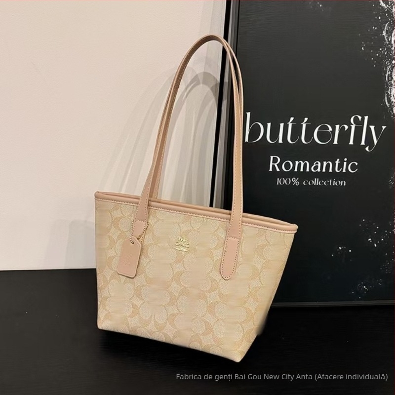 Geantă de damă PU tote, stil urban, închidere cu fermoar, buzunar patch interior, compartimente pentru telefon și documente, căptușeală din poliester