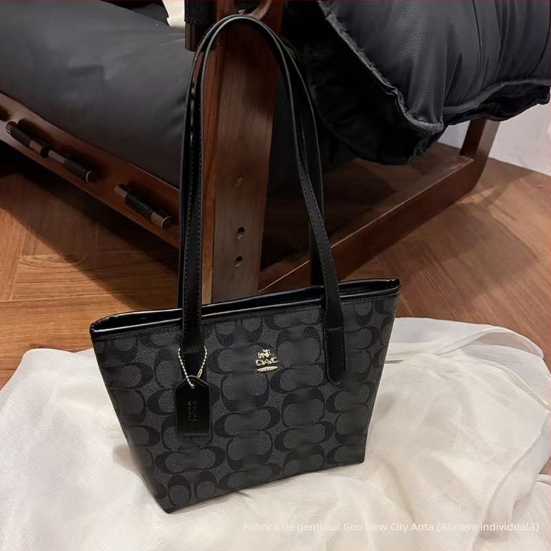 Geantă de damă PU tote, stil urban, închidere cu fermoar, buzunar patch interior, compartimente pentru telefon și documente, căptușeală din poliester