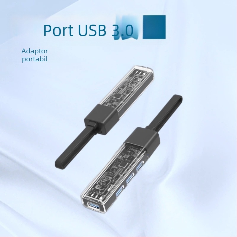 Dock USB-C cu 4 porturi USB 3.0, carcasă din aliaj de aluminiu, imprimare logo, alimentare prin USB, viteză transfer 5Gbps