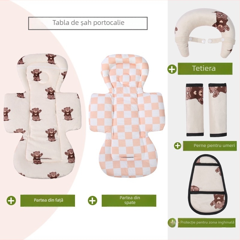 Pad de bumbac pentru cărucior și pătuț, compatibil cu toate cele patru anotimpuri, pernă interioară de înlocuire, suport pentru talie și pernă pentru cap