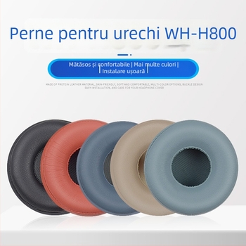 Husă pentru căști WH-H800 din piele sintetică, cu design texturat fin și cataramă, formă rotundă