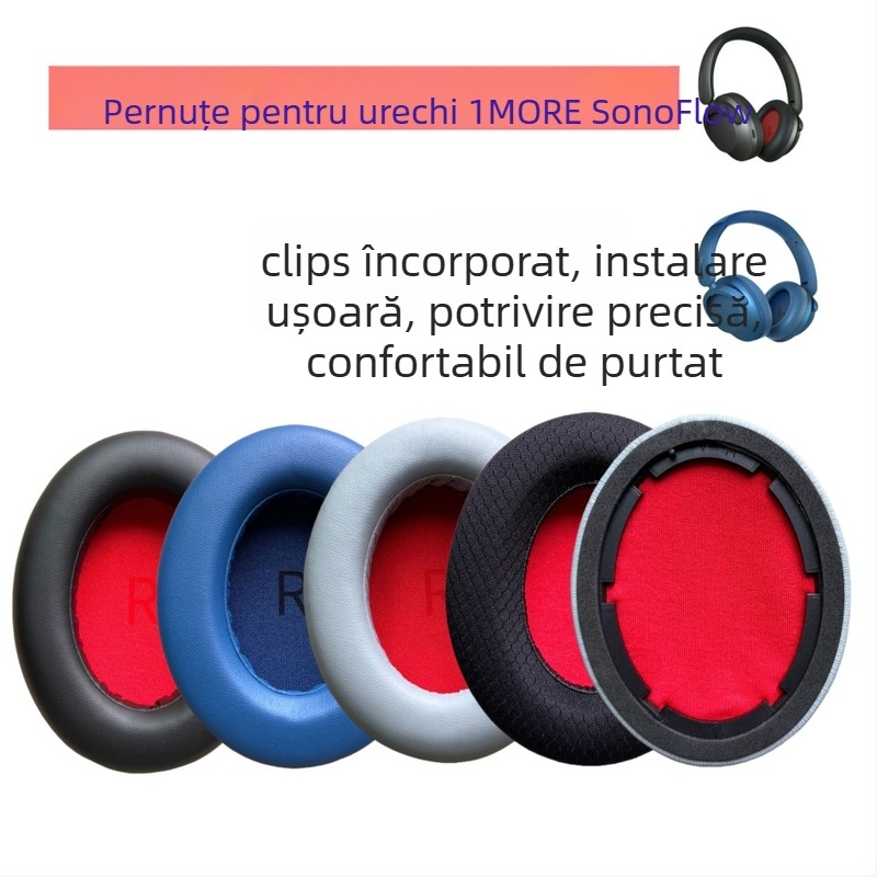 Carcasă din piele pentru căștile wireless 1MORE SonoFlow Pro (Model: 1more/sonoflow; Material: piele artificială; Compatibil: bureți HC905; Proces: eșantion personalizat; Lansare: 2024)