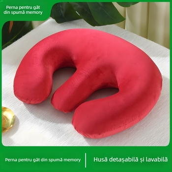 Perna U pentru piept din spumă memory, husă catifea cristală, stil modern minimalist, potrivit pentru adulți