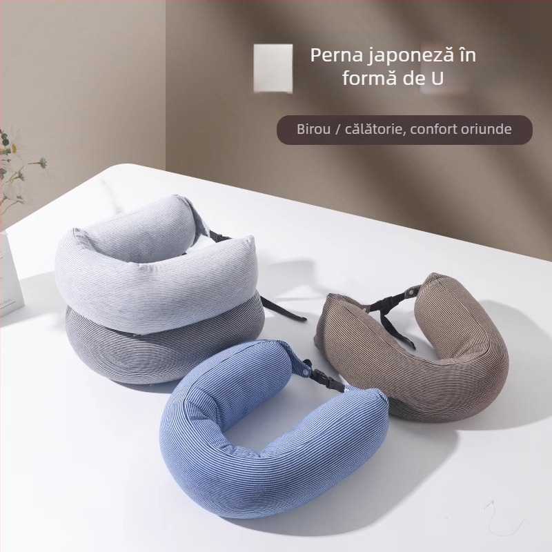 Pernă în formă de U – umplutură din particule de spumă, detașabilă și lavabilă, nucleu din bumbac 100%, stil japonez