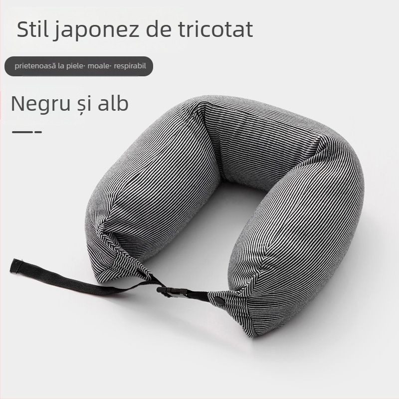 Pernă în formă de U – umplutură din particule de spumă, detașabilă și lavabilă, nucleu din bumbac 100%, stil japonez