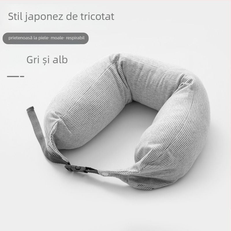 Pernă în formă de U – umplutură din particule de spumă, detașabilă și lavabilă, nucleu din bumbac 100%, stil japonez