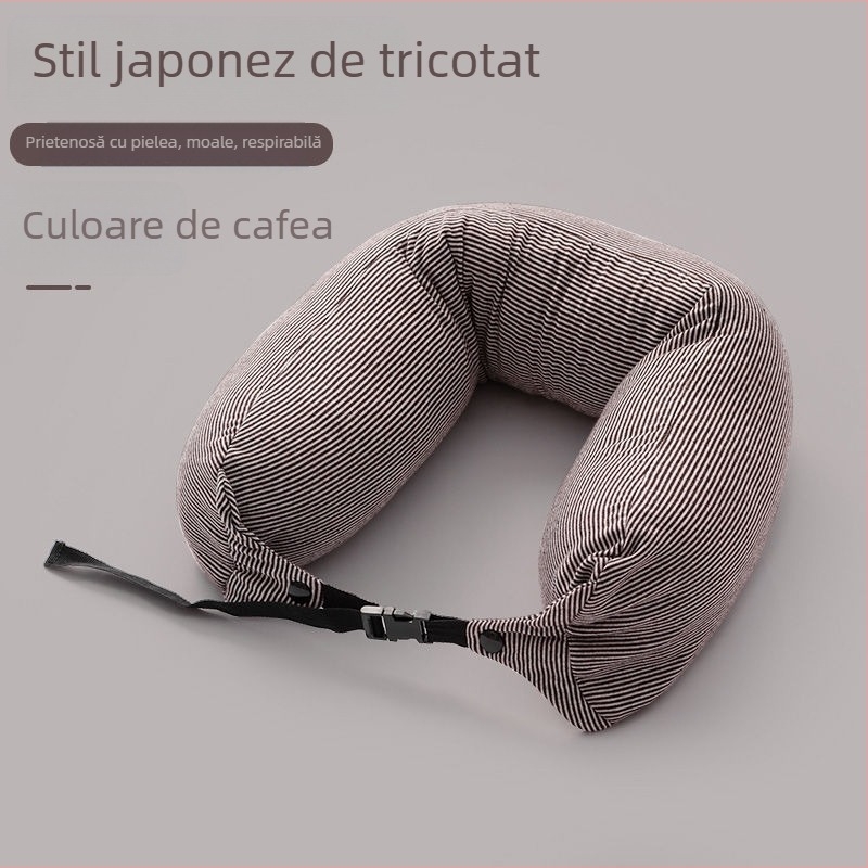 Pernă în formă de U – umplutură din particule de spumă, detașabilă și lavabilă, nucleu din bumbac 100%, stil japonez