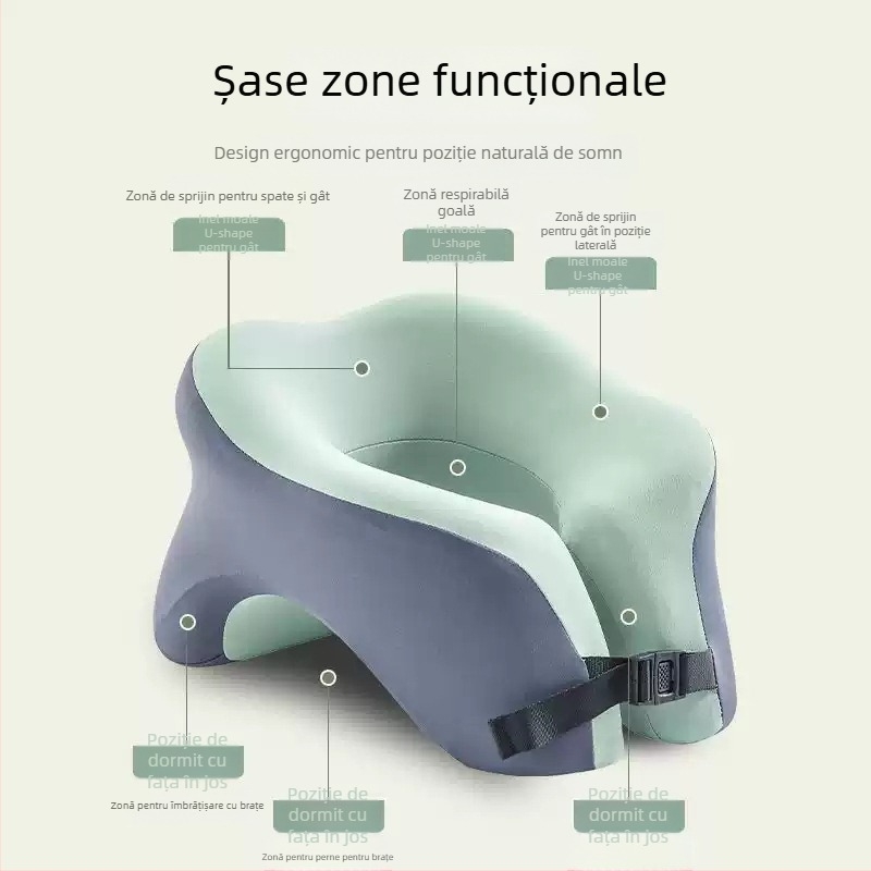 Perna de odihnă din spumă cu memorie în formă U — pentru elevi și copii, stil minimalist, utilizare universală, greutate 0.5–1.0 kg