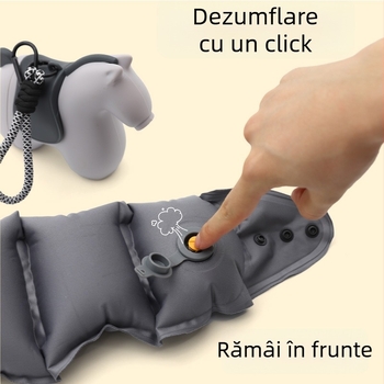 Pernă de gât de călătorie în formă de U, umplutură cu aer, material TPU, stil desen animat – ușoară, sub 0.5 kg