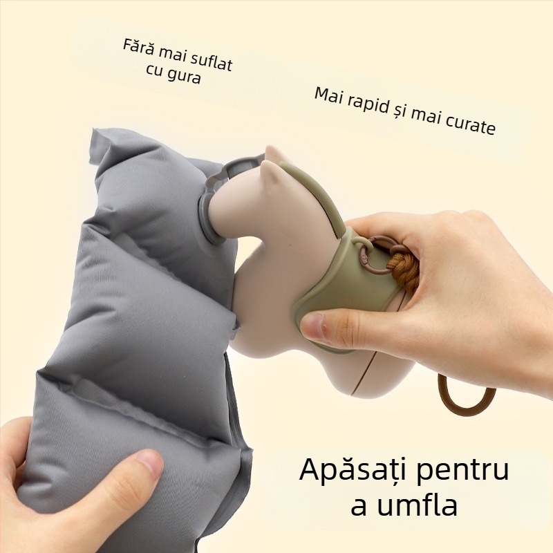 Pernă de gât de călătorie în formă de U, umplutură cu aer, material TPU, stil desen animat – ușoară, sub 0.5 kg