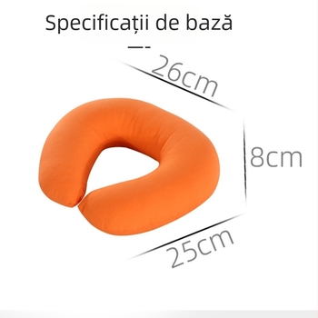 Pernă cervicală în formă de U pentru călătorii, umplutură din pearl cotton, stil minimalist, pentru adulți