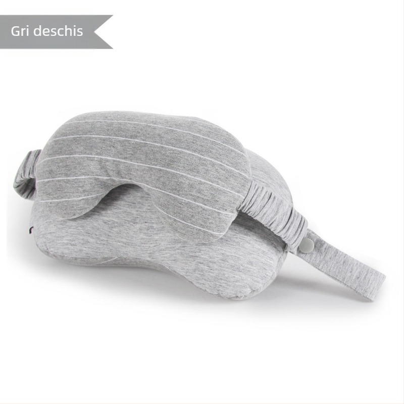 Pernă de gât în formă de U, cu umplutură din granule de spumă, țesătură din spandex, stil desene animate, pentru adulți