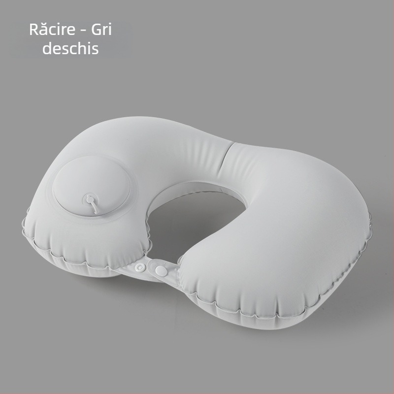 Pernă de gât în formă de U, umflată cu aer, țesătură Ice Silk, stil business