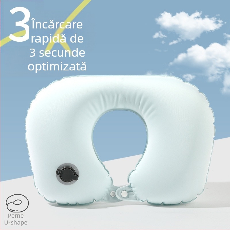 Pernă de gât în formă de U, umflată cu aer, țesătură Ice Silk, stil business
