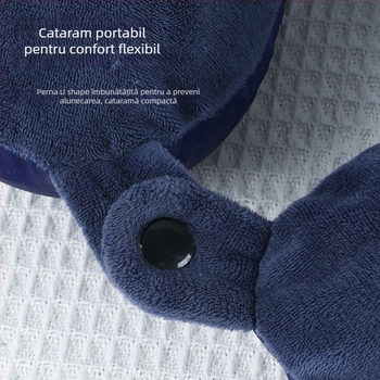 Perne de gât în formă de U din spumă cu memorie, pentru adulți; țesătură dublă: catifea cristal pe o parte, spandex tricot pe cealaltă; ușoară, sub 0,5 kg
