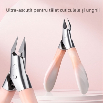 Clește de unghii cu vârf înclinat, mâner din plastic PP în formă de țestoasă, gură înclinată, oțel inoxidabil ultra-ascut, instrument de manichiură