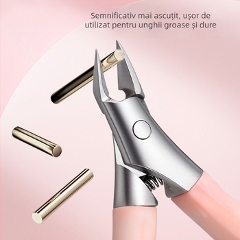 Clește de unghii cu vârf înclinat, mâner din plastic PP în formă de țestoasă, gură înclinată, oțel inoxidabil ultra-ascut, instrument de manichiură