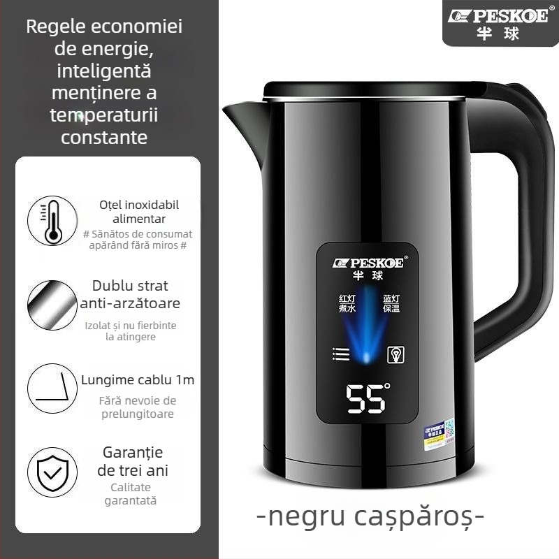 Fierbător electric Hemisphere, capacitate mare (>2 L), funcționare cu buton, pereți dubli de izolație, control integrat al temperaturii