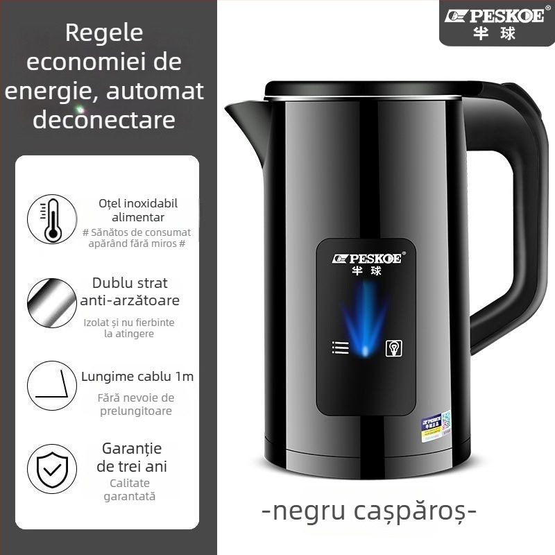 Fierbător electric Hemisphere, capacitate mare (>2 L), funcționare cu buton, pereți dubli de izolație, control integrat al temperaturii