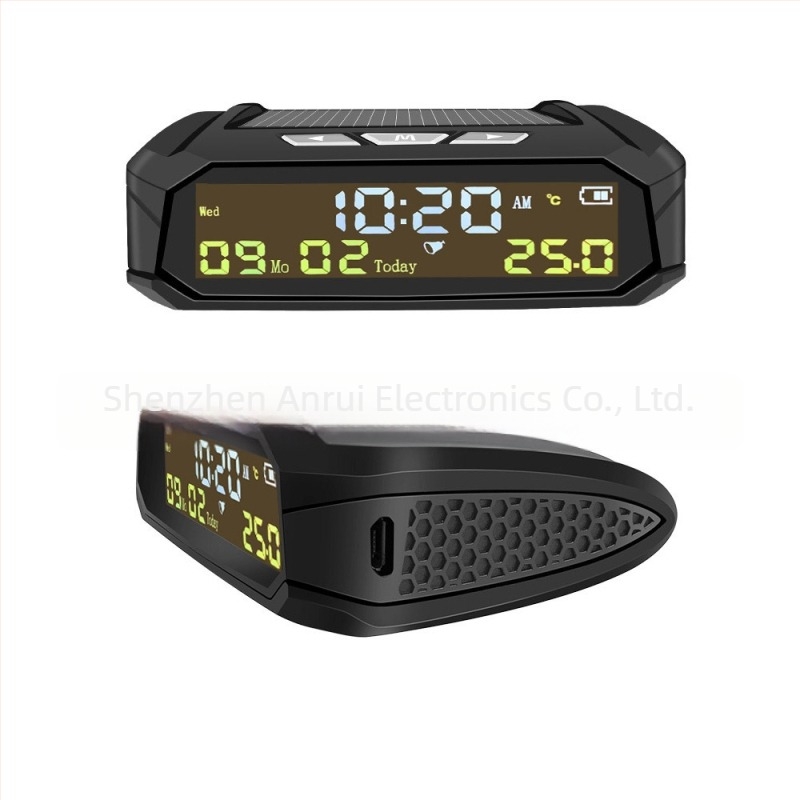 Ceas digital auto cu temperatură și umiditate – complet automat, ABS+PC, tip axial, Anreal, model C-01e