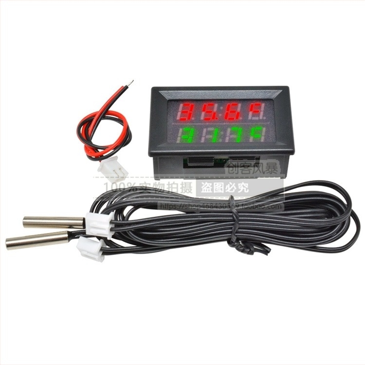 Termometru auto cu senzori duali interni/externi, display de 4 caractere, alimentare 12-24V, interval de temperatură -55 la 120 °C
