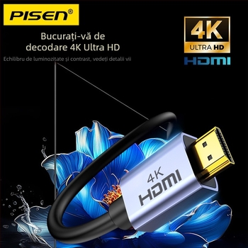 Cablu HDMI extindere, conectori M–F, 4K, 1,5 m, conectoare placate cu aur