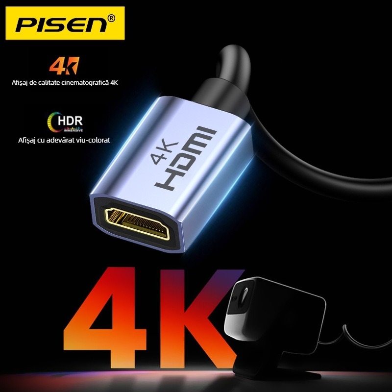 Cablu HDMI extindere, conectori M–F, 4K, 1,5 m, conectoare placate cu aur