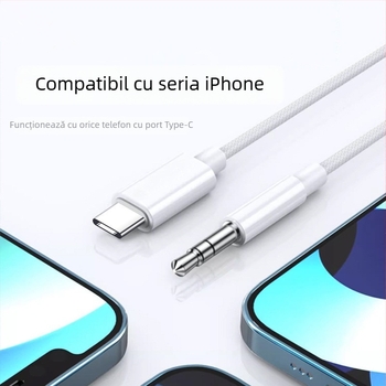 Cablu adaptor audio AUX Type-C la 3,5 mm pentru mașină — conductor din cupru, miez din cupru pur, carcasă nichelată