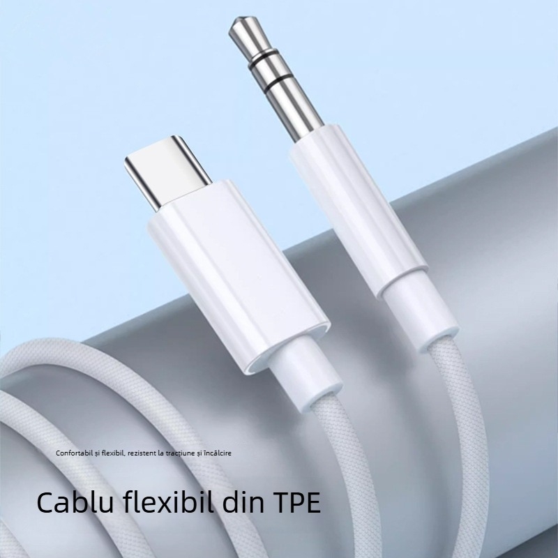 Cablu adaptor audio AUX Type-C la 3,5 mm pentru mașină — conductor din cupru, miez din cupru pur, carcasă nichelată
