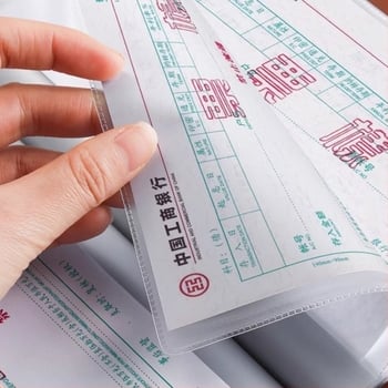 Suport pentru bonuri de depunere, cecuri și cambii — material personalizat, logo imprimat, marcă: Chinese Plums