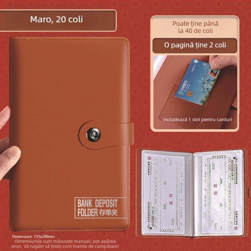 Suport pentru bonuri de depunere, cecuri și cambii — material personalizat, logo imprimat, marcă: Chinese Plums