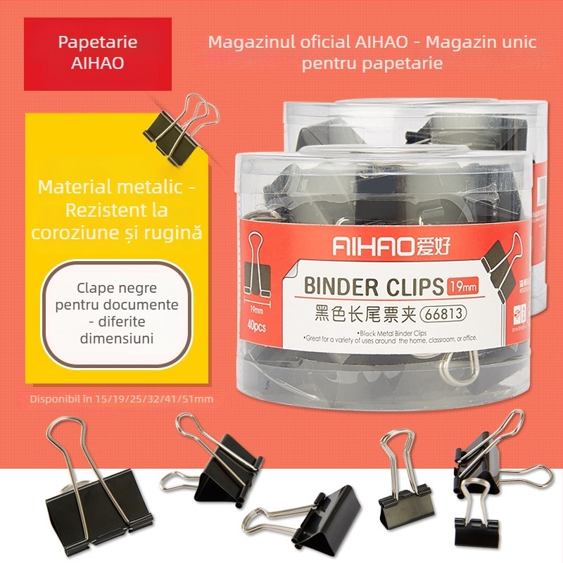 Clip pentru dosare Hobby, plastic, model 66809-66814, ambalare 1 bucată.