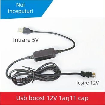 Cablu de amplificare auto USB spre RJ11, portul C, lungime 1,5 m, amplificare 5V/9V/12V, cablu RJ11 de alimentare cu detecție radar