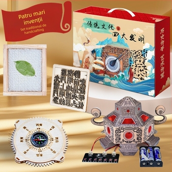 Kit DIY Știință: Patru Mari Invenții — Jucărie educațională din lemn pentru 7–14 ani, set, cod 666, logo OEM