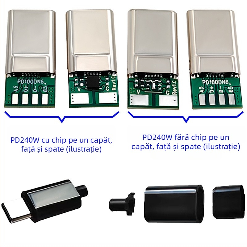 Adaptor de alimentare pentru laptop PD240W USB-C dual, 16-pin Type-C, 20V 5A, USB-C la USB-C