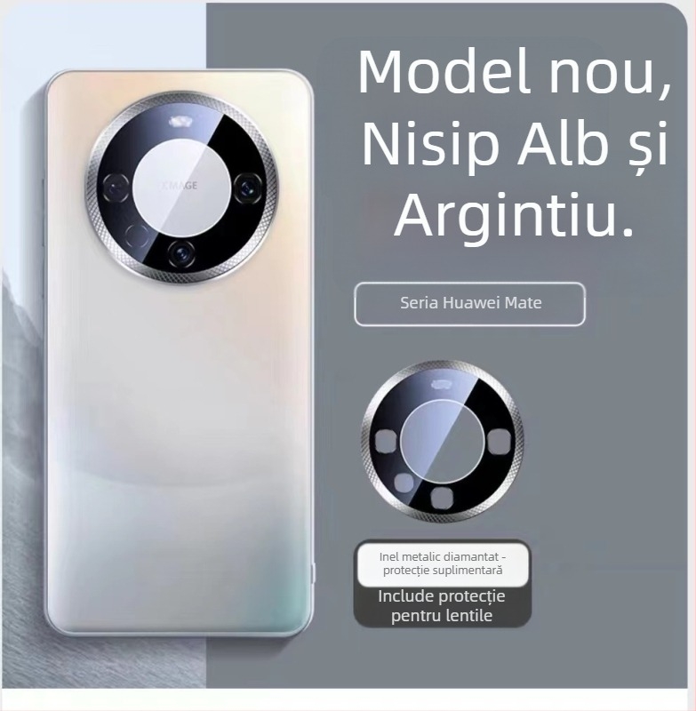 Carcasă Huawei Mate60 Pro și Mate50 Pro, sticlă șlefuită, inel metalic al obiectivului, protecție totală, rezistență la șocuri, antiamprente, disipare căldură