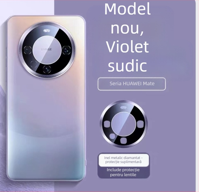 Carcasă Huawei Mate60 Pro și Mate50 Pro, sticlă șlefuită, inel metalic al obiectivului, protecție totală, rezistență la șocuri, antiamprente, disipare căldură