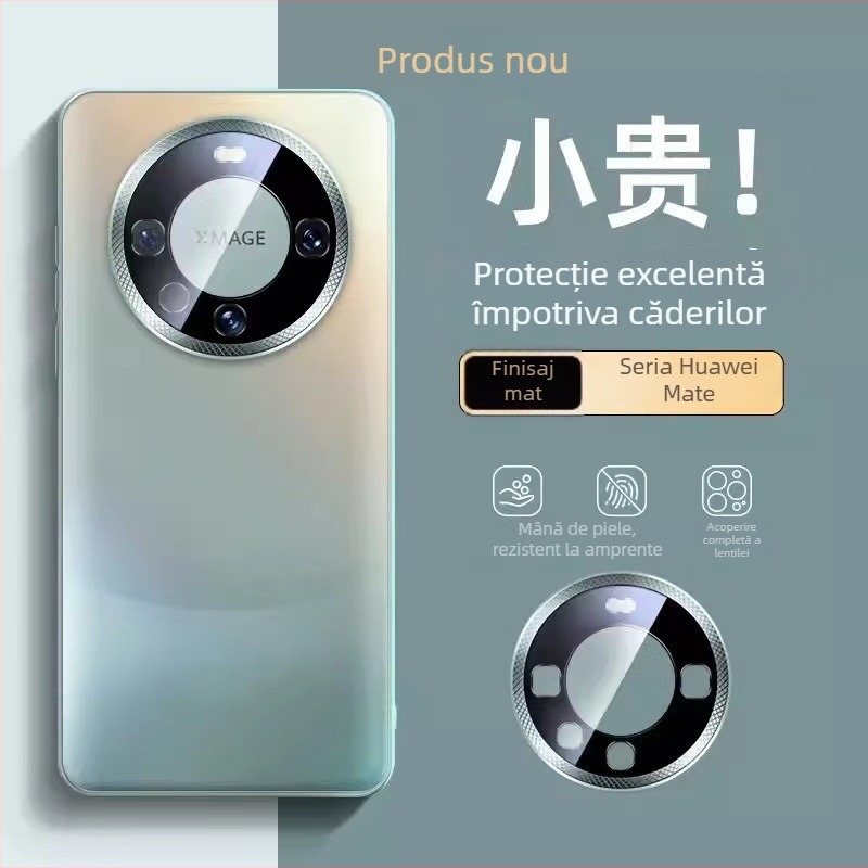 Carcasă Huawei Mate60 Pro și Mate50 Pro, sticlă șlefuită, inel metalic al obiectivului, protecție totală, rezistență la șocuri, antiamprente, disipare căldură