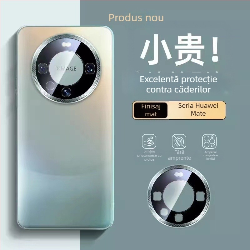 Carcasă Huawei Mate60 Pro și Mate50 Pro, sticlă șlefuită, inel metalic al obiectivului, protecție totală, rezistență la șocuri, antiamprente, disipare căldură