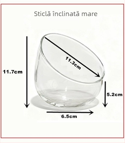Sticlă pentru micro-peisaj cu gură înclinată – DIY mușchi și ecosistem de suculente, vază transparentă pentru expoziție pe masă, material: sticlă borosilicată înaltă