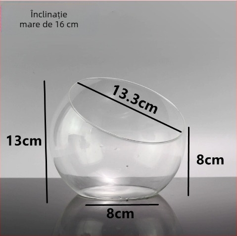 Sticlă pentru micro-peisaj cu gură înclinată – DIY mușchi și ecosistem de suculente, vază transparentă pentru expoziție pe masă, material: sticlă borosilicată înaltă