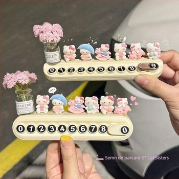 Placă electronică de parcare pentru automobil, cu motiv pisică drăguț, model A-103, material plastic