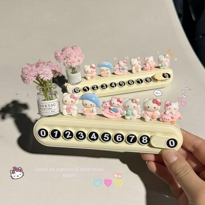 Placă electronică de parcare pentru automobil, cu motiv pisică drăguț, model A-103, material plastic