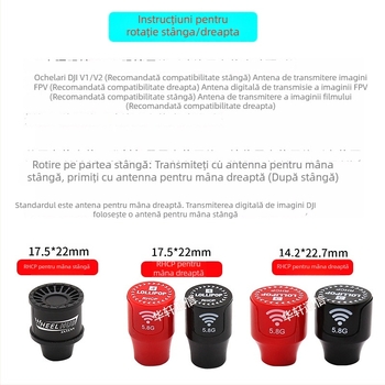 Antena FPV pentru transmisie video, 5.8 GHz, dual-band, polarizare stânga/dreapta, extindere rază, V2