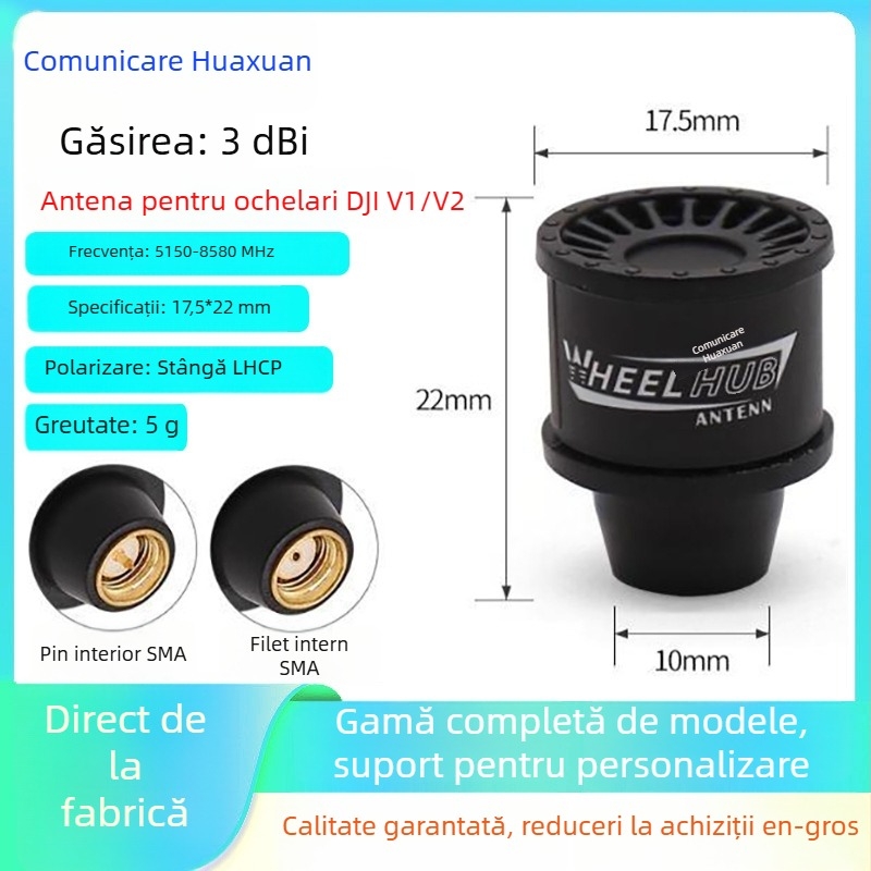 Antena FPV pentru transmisie video, 5.8 GHz, dual-band, polarizare stânga/dreapta, extindere rază, V2