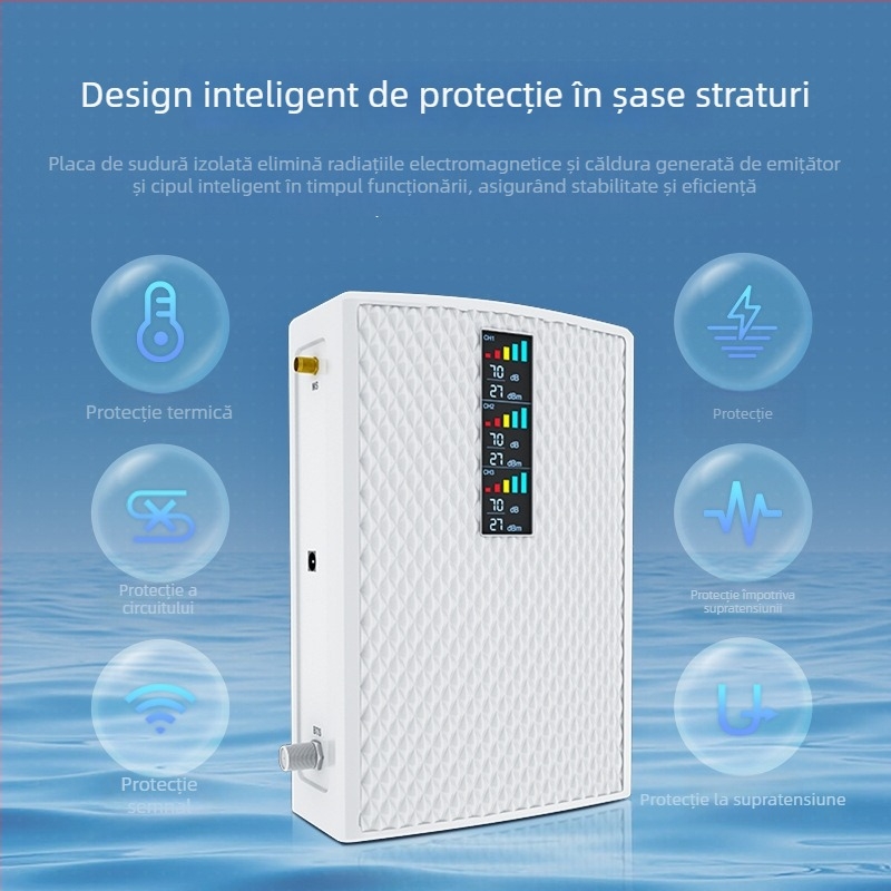 Amplificator de semnal pentru telefonul mobil: suportă 2G/3G/4G/5G, acoperire 200–2000 m², model 24C4400F6715, greutate 0,98 kg