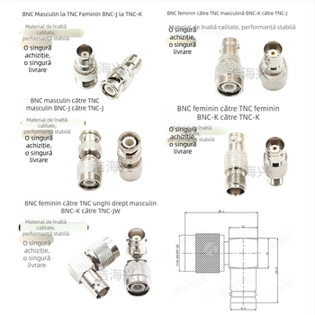 Adaptor conector RF coaxial: BNC la TNC, TNC-J la BNC-K, masculin la feminin