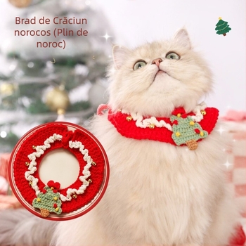 Colier cartoon pentru animale de companie cu clopoțel: guler pentru pisică, fular pentru pisică, accesorii pentru câine; Materiale: acrilic, poliester, PP; Universal pentru animale; Iarnă; Crăciun și Festivalul Primăverii