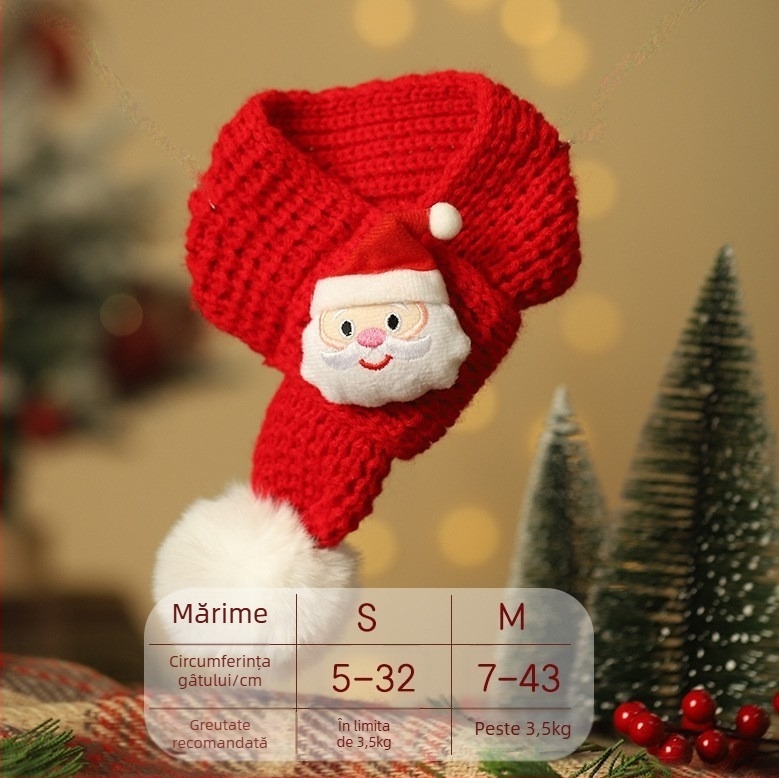 Colier cartoon pentru animale de companie cu clopoțel: guler pentru pisică, fular pentru pisică, accesorii pentru câine; Materiale: acrilic, poliester, PP; Universal pentru animale; Iarnă; Crăciun și Festivalul Primăverii